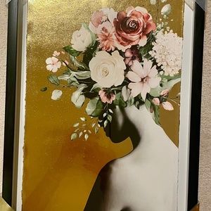 Wall Art - Marmont Hill Gold Hand Foiled Art Feminine Floral